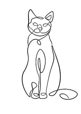 Minimalist Cat Line Art