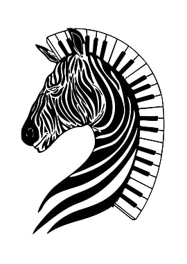 Zebra Head with Piano Keys