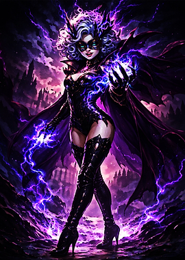 Mysterious Sorceress with Purple Lightning