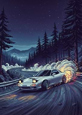 Drifting Car at Night