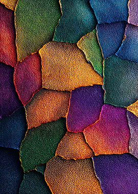 Vibrant Rainbow Leather Mosaic