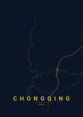 Chongqing Map Minimalist Design