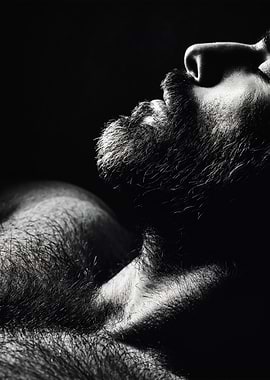 Moody Bearded Male Chest Portrait