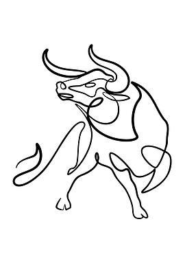 Minimalist Bull Line Art