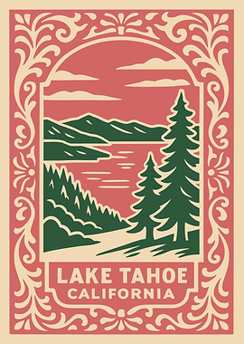 Lake Tahoe California Vintage Poster