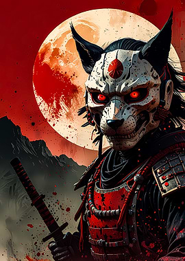 Samurai Wolf Mask Warrior