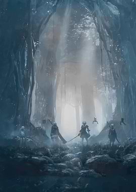 Androids in a mystical forest