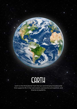 Blue Planet Earth Space Minimalist