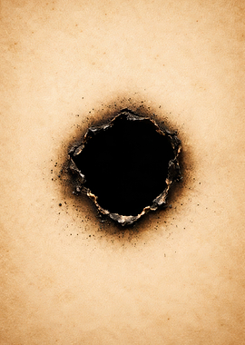 Burnt Hole in Aged Paper