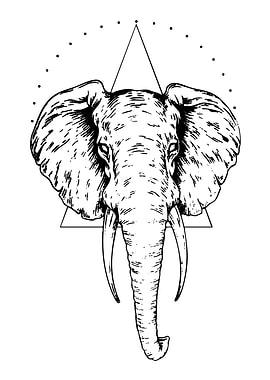 Elephant Head with Geometric Design