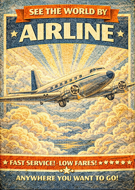 Vintage Airline Travel Poster