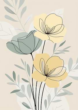 Minimalist Floral Line Art