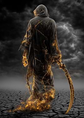 Fiery Grim Reaper with Scythe