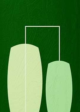 Abstract Green Shapes with White Outline