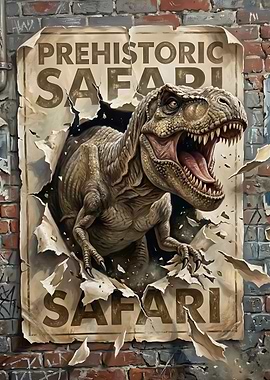 T-Rex Rips Through Prehistoric Safari Poster