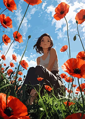 Girl in Poppy Field