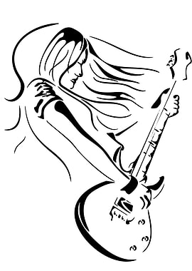 Woman playing electric guitar