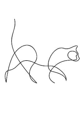Minimalist Cat Line Art