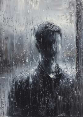 Textured Rainy Impasto Silhouette Profile