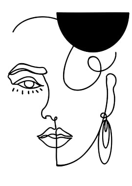 Minimalist Line Art Woman Face