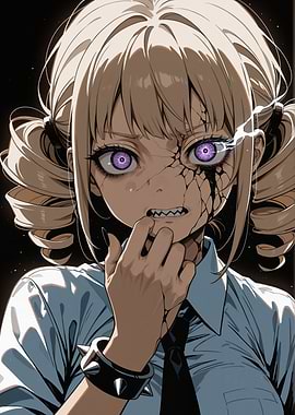 Disturbed Anime Girl with Cracked Face