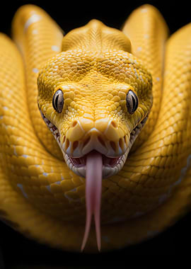 Yellow Python with Forked Tongue