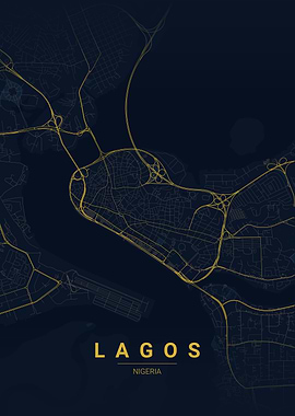 Lagos Nigeria Map Art