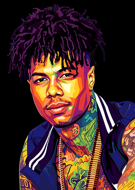Colorful Portrait of a Rapper Blueface