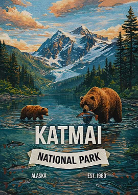 Katmai National Park Vintage Poster