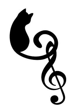 Black Cat and Treble Clef Silhouette