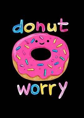 Donut Worry Cute Donut Illustration
