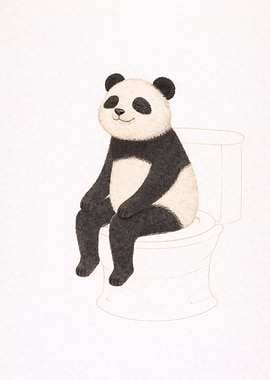 Panda Sitting on Toilet