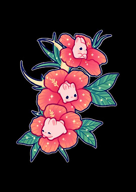 Cute Bunnies in Flowers