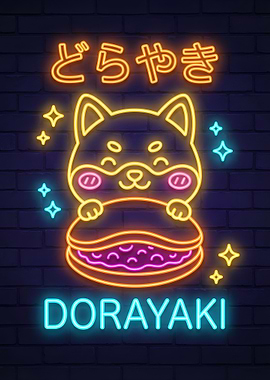 Cute Shiba Inu Dorayaki Neon Sign