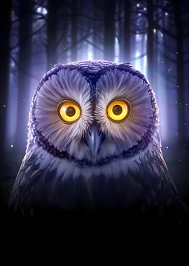 Mystical Owl in a Dark Forest