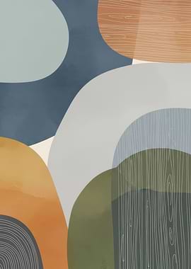 Abstract Organic Shapes with Wood Texture