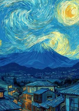 Mount Fuji Starry Night