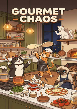 Cats in a Chaotic Kitchen