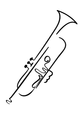 Minimalist Trumpet Line Art