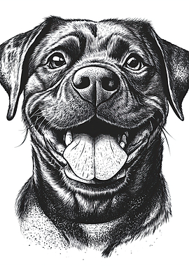Happy Rottweiler Dog Portrait