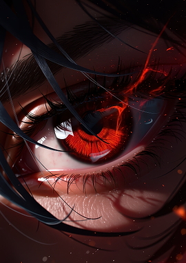 Fiery Red Eye Close-up