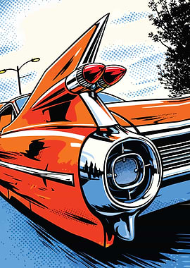 Retro Orange Cadillac Tail Fin