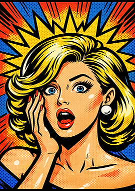 Pop Art Woman with Shocked Expression