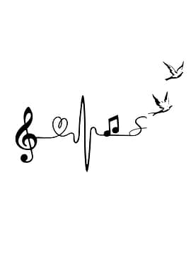 Music Heartbeat Tattoo Design