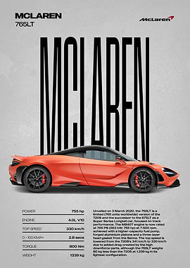 McLaren 765LT Car Poster