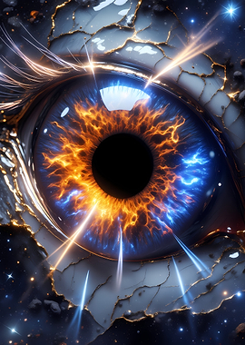 Cosmic Eye with Fiery Iris