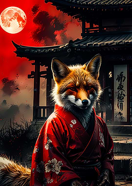 Fox Spirit in a Red Kimono