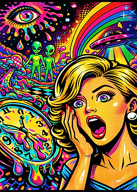 Psychedelic Pop Art Alien Encounter
