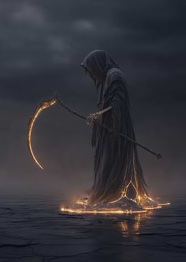 Grim Reaper with Glowing Scythe