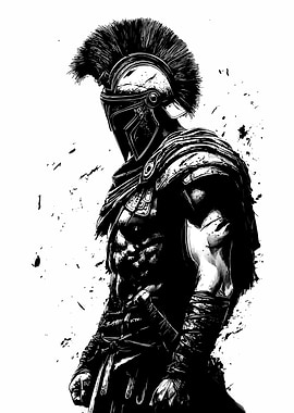 Spartan Warrior in Black and White